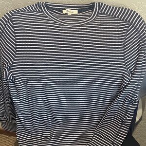 Madewell Black and White Striped Long Sleeve shirt